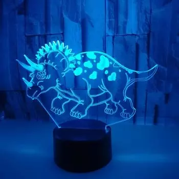 Динозавр 3D светодиодное освещение настольная лампа акриловая креативная настольная сенсорная 3D маленькая настольная лампа украшение детской комнаты 3D ночник
