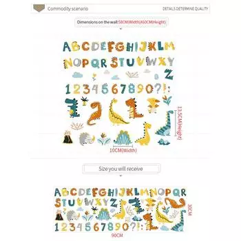 Динозавр алфавит мультфильм настенная наклейка домашний декор гостиной виниловая наклейка на стену 1PCS