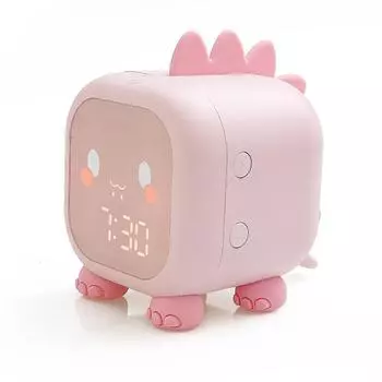 Динозавр Будильник Симпатичная Настольная Лампа Номинальный Ток Номинальное Напряжение Регулируемая Громкость Декор Комнаты Батарейки Симпатичная Настольная Лампа