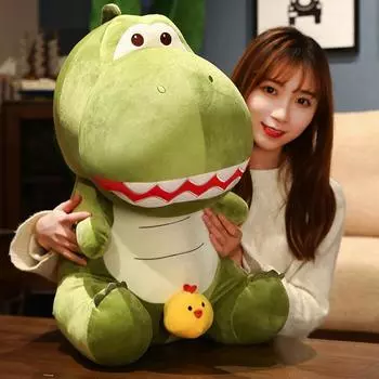 Динозавр Цыпленок Плюшевые Игрушки Маленькая Желтая Кукла Цыпленок Творческая Пародия Кукла Девочка Спящая Подушка Тряпичная Кукла 30 * 30Cm