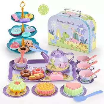 Динозавр детский игровой домик игрушки ролевые игры послеобеденный чай пластиковая чашка единорог десерт торт игрушечный набор