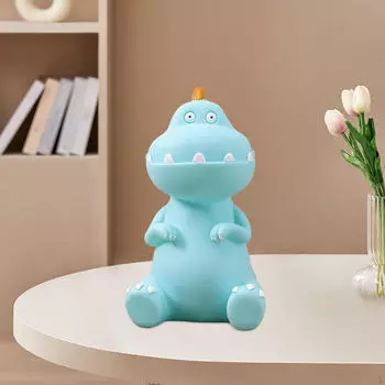 Динозавр-копилка, банки для монет, противоскользящие настольные домашние небьющиеся фигурки для мальчиков и девочек blue