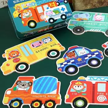 Динозавр мультфильм животное головоломка машина детские деревянные игрушки упражнения для мозга 3D деревянная головоломка детский подарок style C