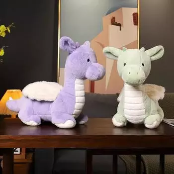 Динозавр плюшевая кукла милый динозавр животное плюшевый милый летающий дракон плюшевая игрушка 3d рога крылья мягкая плюшевая подушка динозавр для детей 45cm зелёный