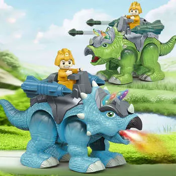 Динозавр-распылитель, звуковая и световая интерактивная электрическая ходячая игрушка-динозавр для семейного отдыха синий