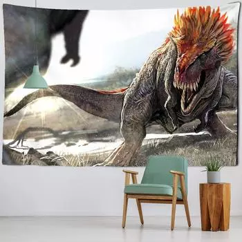 Динозавр Тираннозавр Рекс Гобелен Юрского периода Настенные гобелены Спальня Покрывало Декор комнаты Эстетический Декор Бохо 100x75cm