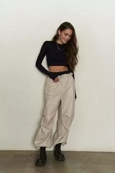 Dion Бежевые кожаные брюки