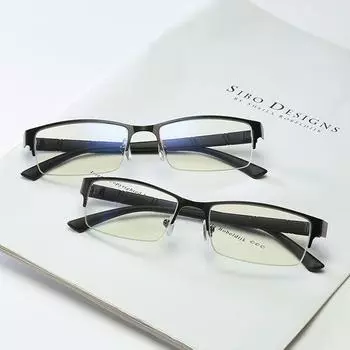 Диоптрии унисекс новые женские классические трендовые деловые металлические полукадровые очки для чтения офисные мужские уникальные 0 чёрный