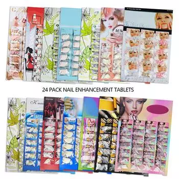 Прямые поставки готовых изделий для нейл-арта, однотонные цветные 24-карточные подушечки для ногтей, накладные ногти, накладные ногти 24 Pack Mixed Paper Card