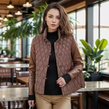 Direct supply of rhombus down cotton vest women s thin vest vest vest autumn and winter new vest jacket M чёрный