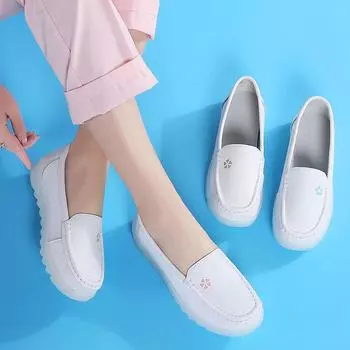 Directly from the manufacturer s hospital 2025 new leather beauty salon shallow mouth soft sole nurse shoes white 34