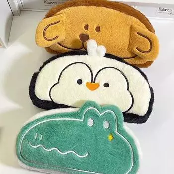 Dirt-proof Animals Plush Pencil Case Large Capacity Cartoon Plush Pen Bag Teens Girls Boys Style B