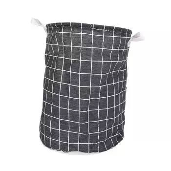 Dirty Clothes Basket Washable Collapsible Black Plaid Large Capacity Storage Basket for Household