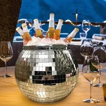 Discos Mirrored Ice Bucket Wine Bucket Beverage Tub Wine Beer Champagnes Coolers For Party, Campings, Outdoor Dropshipping