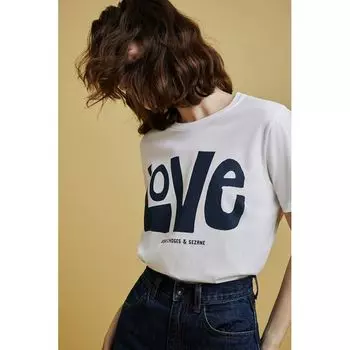 [Discount Season] Summer New Arrival French Minority Letters Print Pure Cotton Loose Easiest for Match Short Sleeve T-shirt Top Figure S