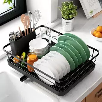Dish Drying Rack- Space-Saving Dish Rack Dish Racks for Kitchen Counter Stainless Steel Kitchen Drying Rack чёрный