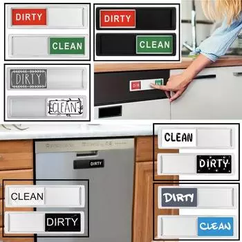 Dishwasher Magnet Clean Dirty Sign Shutter Anti-Scratch Push Options Adhesive-Friendly for Kitchen Organized and Cleaning Indica