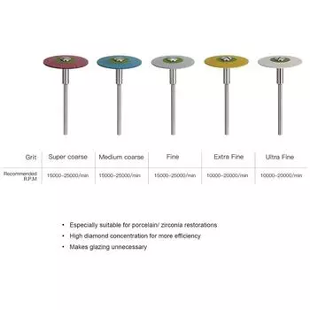 Диск для полировки зубов резиновый алмазный для реставраций из фарфора и циркония 26 мм полировщик для стоматологической лаборатории 1 pcs Fine серый