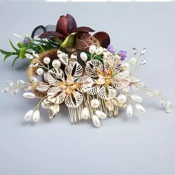 Диск для волос, светлые листья, гребень для волос, зажим для международной станции, аксессуары для волос ручной работы, цветочный головной убор, гребень, свадебные украшения