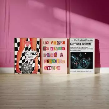 Диско-плакат, винтажный журнал, настенная живопись на холсте, принт, женский мяч, забавная настенная картина с цитатой для гостиной, ванной комнаты, Декор 21x30cm No Framed