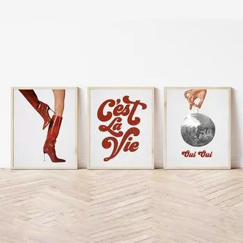 Диско-шар принты Ретро галерея настенная живопись на холсте модный винтажный французский постер 70-х годов опрятный декор комнаты настенные панно 21x30cm No Framed
