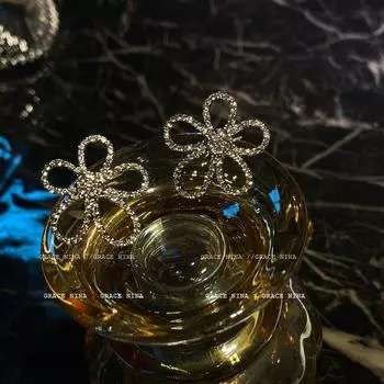 Диско Женщины Элегантный Онлайн Сенсация Цветок Стройный Вид Flower Flash Drill Earrings