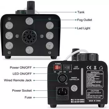 Дискотека цветная дымовая машина 500 Вт светодиодный дистанционный дымогенератор эжектор Dj Рождество свадьба вечеринка сценические световые эффекты дымовая машина EU Plug