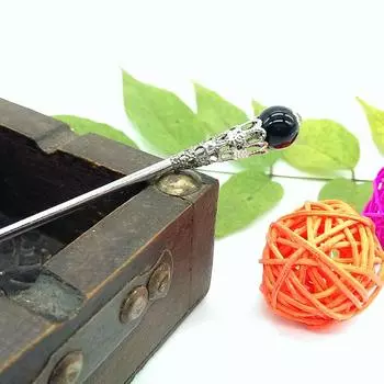 Дисковая заколка для волос Натуральный халцедон Классическая современная простая заколка Аксессуары для волос Универсальный антикварный головной убор Заколка с одной бусиной головной убор