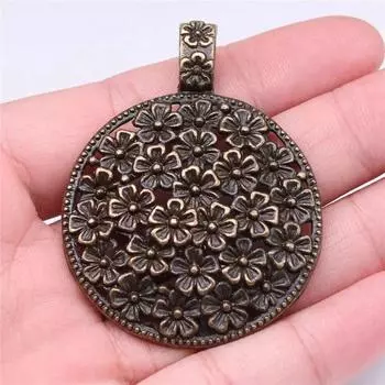 Дисковые подвески с цветами, подвески для ногтей для вас, подвески для изготовления ювелирных изделий A17-1pcs-59x44mm