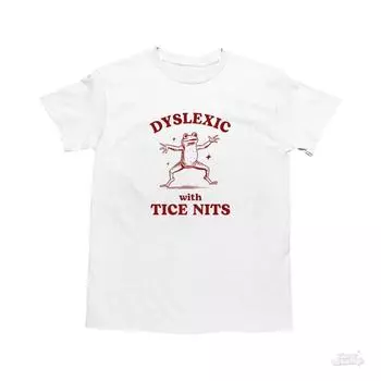 Дислексик с гнидами Tice Смешная футболка с лягушкой-дислексией Тупая футболка Y2k Глупый винтажный футболка Саркастическая футболка с рисунком Глупые мемы Топы из хлопка L