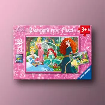 Дисней Принцесса: Пазл «Пикник» 2X12 элементов Ravensburger III, популярная корейская настольная игра