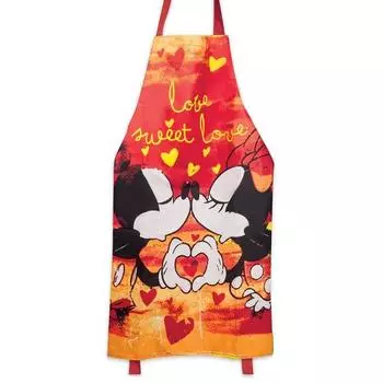 Disney [A2006] - Хлопковый дизайнерский фартук Mickey & Minnie оранжевый (люблю сладкую любовь) - 88x60см оранжевый