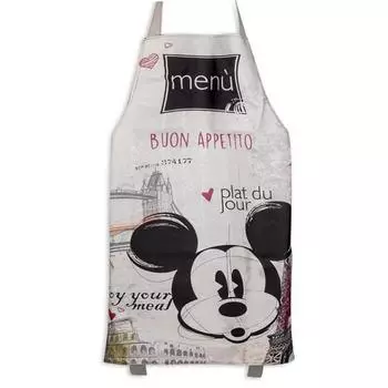 Disney [A2008] - Хлопковый дизайнерский фартук Mickey серый город - 88x60 см