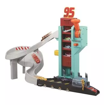 Disney Cars Tomica Continuous launch with Dynamic Tower lever!