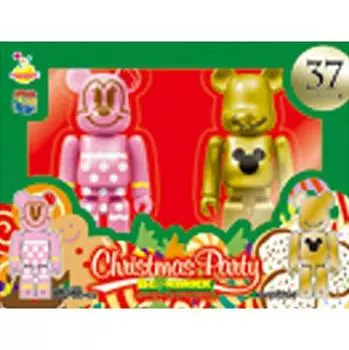 Disney Christmas Party Pair Box Award 37 Minnie Mouse Ginger Cookie Gold Metallic BE@RBRICK Ver. &