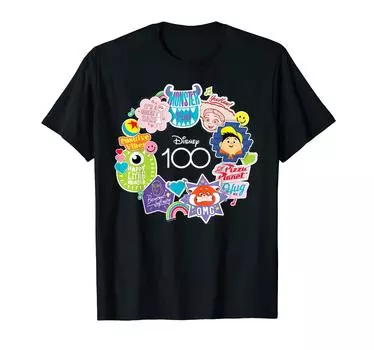 Disney Disney 100 Pixar Happy Face Sticker Circle D100 Мужская футболка
