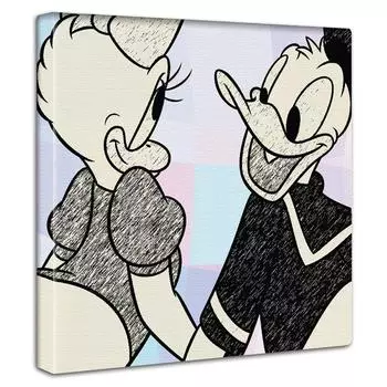 Disney Donald Duck Art Panel 30cm x 30cm Made in Japan Poster Stylish Interior Makeover Living Room Interior Daisy Pastel Couple Fabric Panel dsn-0224