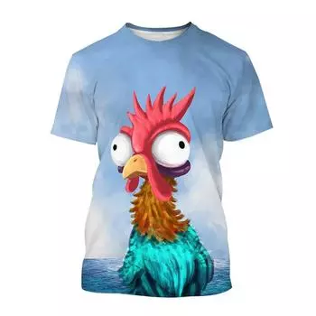 Disney Funny Chicken T-Shirts 3D Print Moana Cartoon Anime Men Women Street Casual T Shirt Kids Boy Girl T Shirts 110