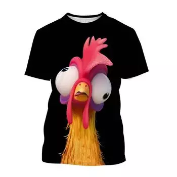 Disney Funny Chicken T-shirts 3D Print Moana Cartoon Anime Men Women Street Casual T Shirt Kids Boy Girl Tees Tops Clothing 100