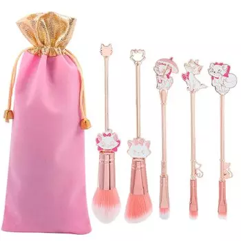 Disney Makeup Brush 5PCS Cute Cats Makeup Brush Metal Makeup Brush Set with 2 Mary Cat Keychain Charms Cats Anime Goods Easy to Store and Carry Best