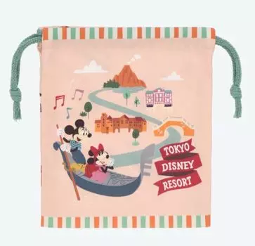 Disney Mickey Friends Kinchaku Attraction Disney Resort Limited Venetian Gondola Drawstring Bag &