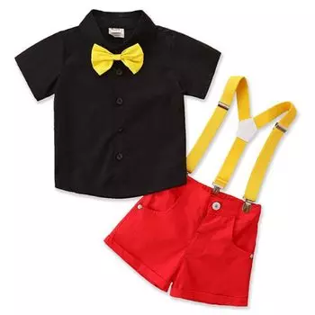 Disney Mickey Косплей Хэллоуин Дети Галстук-бабочка Дети Короткий рукав (100) чёрный