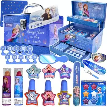 Disney Princess Frozen 2 Cosmetic Set with Portable Handle Set 23 Piece Set with Disney Seal Kids Cosmetics Makeup Set Cosmetics Cosmetics Cosmetics Cosmetic Box Makeup Box синий