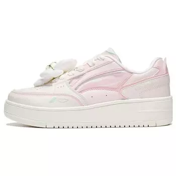 Disney X Li Ning Cheese Толстая подошва Увеличивающие высоту Нескользящие Износостойкие Низкие Кроссовки Женские Кроссовки Розовые AGCT382-3 39