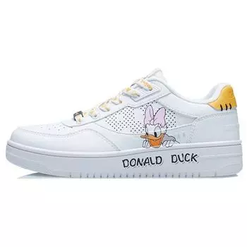 Disney X Li Ning Classic Non-Slip Lightweight Low-Top Sneakers Women sneakers White Yellow AGCS146-2 36