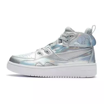 Disney X Li Ning Dumbo Series удобные универсальные амортизирующие высокие детские кроссовки детские кроссовки серебристо-белые YKCR162-1 34