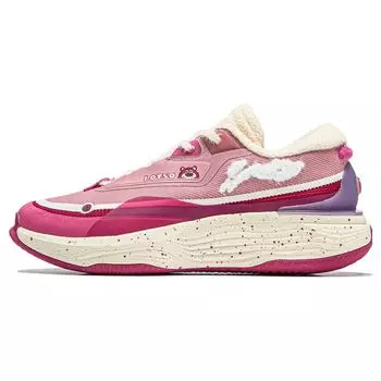 Disney X Li Ning Мягкие теплые нескользящие прочные низкие повседневные туфли женские кроссовки светло-розовые AGLT234-1 37
