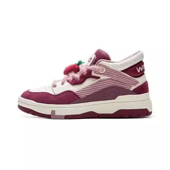 Disney X Li Ning Wei Wu Mid Thick Bottom Classic Trendy High Top Sneakers Women Sneakers White Pink AGCU156-4 35