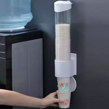 Диспенсер для бумажных стаканчиков Yousheng, настенное крепление, без перфорации, тянущий тип, прозрачная видимая пылезащитная крышка, одноразовый пластиковый держатель для стаканчиков для воды, товары для дома чёрный