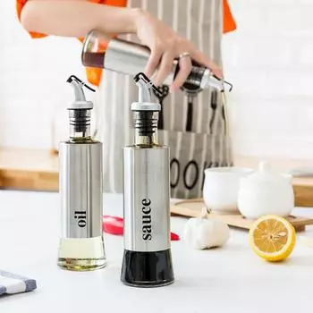 Диспенсер для хранения приправ из пыленепроницаемой нержавеющей стали, прочный для кухни, маслопрессовый тип, герметичный дозатор для бутылок с маслом